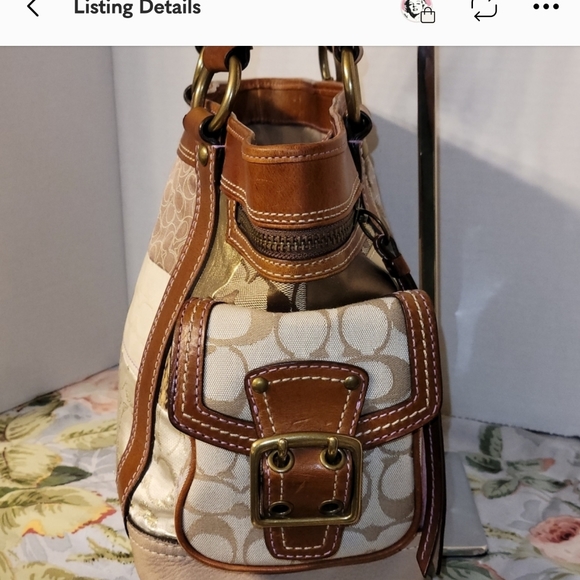 Coach Patchwork Satchel Whiskey Leather 10002 - Picture 2 of 4